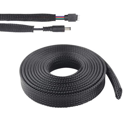 Gaine de câble de 10 m, diamètre 13 mm (15-29 mm), gaine électrique noire, protection isolation Pet, flexible tressé élastique.