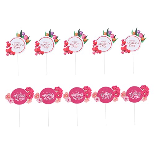 1 Juego Decoración De Pasteles Para Madre Topper De Cake Insert De Cartón Doble 10 Piezas