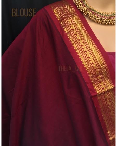 Image of South Cotton Gadwal Saree for Women | Celebrity Inspired Traditional Ethnic Wear | Chettinad & Kalyani Cotton Sarees | Soft Cotton Saree with Blouse Piece