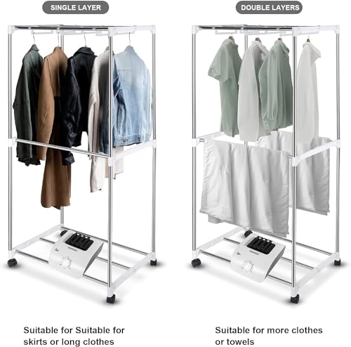 Uten Wasdroger, elektrisch, draagbare kledingkast, warmluchtdroger, dubbellaags design, grote capaciteit, 1000 W, voor appartementen - Image 4