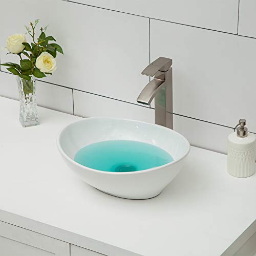 Oval Bathroom Sink - Logmey 16"x13" Egg Shape Bathroom Vessel Sink Modern Above