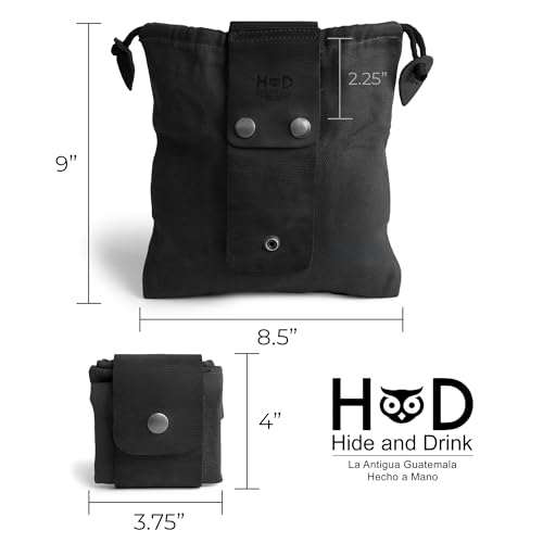 Image of Hide & Drink, Foraging Pouch (Collapsible) for Hiking, Treasures & Seashells Bag, Easy Looping Around Belts, Grocery Storage, Waxed Canvas, Handmade
