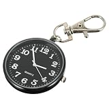 LAPYAPPE Orologio da Taschino Vintage in Lega Nero con Meccanismo al Quarzo, Portachiavi Clip Sicura, per Infermieri e Studenti in Ospedale