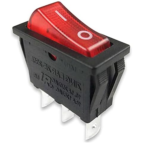 Miayaya Zing Ear ZE-235L Rocker Switch Red Illuminated 16A 125VAC 250VAC On/Off With Neon Light Lamp Replace Canal RH Series Defond DRH 1215 Silver Plated Copper Plastic Base Easy Installation Durable Cover
