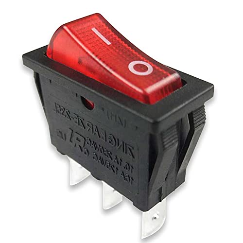 Miayaya Zing Ear ZE-235L Rocker Switch Red Illuminated 16A 125VAC 250VAC On/Off With Neon Light Lamp Replace Canal RH Series Defond DRH 1215 Silver Plated Copper Plastic Base Easy Installation Durable