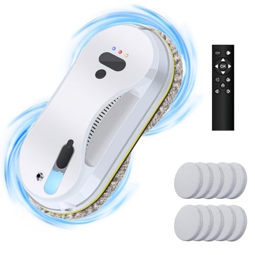 Robot Limpiacristales con función rociador, arandela de cristal automático, control remoto, aspirador lavadora 3800 Pa succión para todas las superficies lisas robot raspador