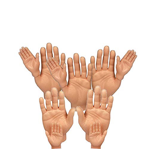 5pcs Finger Hands Puppet & 5pcs Mini Finger Hand Puppet for Finger Hand Puppets| Soft Vinyl Little Finger Puppet Party Favors Novelty Gag Toys Practical JokeToy | Assorted Tones (Black, Tan or White)