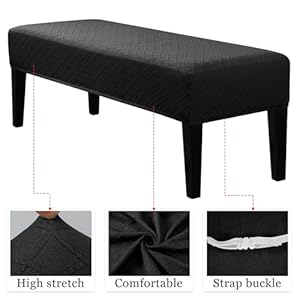 Lebaley Dining Bench Cover Stretch Jacquard Bench Slipcover Dining Bench Seat Protector Washable Dining Room Bench Cover Removable Dining Bench Protector for Kitchen Living Room Bedroom (Black) Lebaley Dining Bench Cover Stretch Jacquard Bench Slipcover Dining Bench Seat Protector Washable Dining Room Bench Cover Removable Dining Bench Protector for Kitchen Living Room Bedroom Black