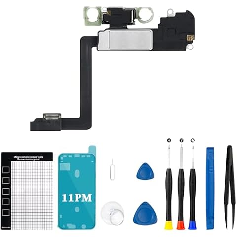 for iPhone 11 Pro Max Earpiece Speaker Replacement Front Speaker Ear Module Light Proximity Sensor with Flex Cable Repair Tools Kits for Model A2161 A2220 A2218 Cover