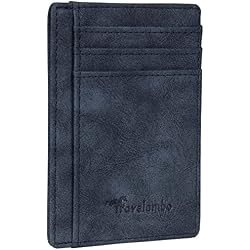 Travelambo Slim Wallet Front Pocket Minimalist Leather RFID Blocking Medium Size
