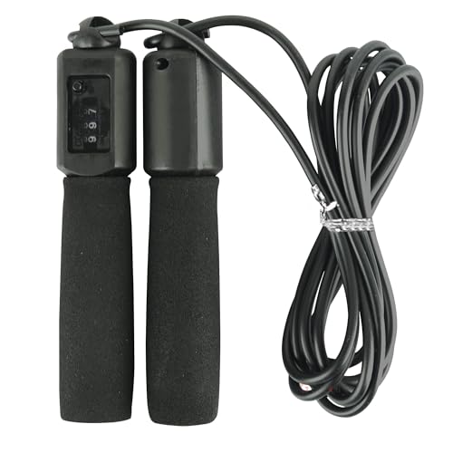 Image of GOCART WITH G LOGO Jump Ropes Sports Fitness Exercise Cotton Sponge Count Rope Skipping Wire Fitness Outdoor Sporting Skip Rope (Black-)