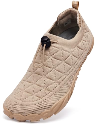 MR HIKING Minimalist Barefoot Shoes for Women Men Wide Toe Zero Drop Lightweight Casual Sneakers Beige