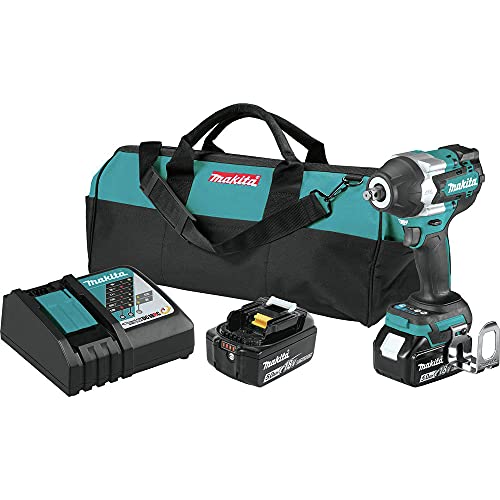 Makita XWT17T Mid-torque impact wrench kit, 1/2 in., friction ring, 5.0 Ah