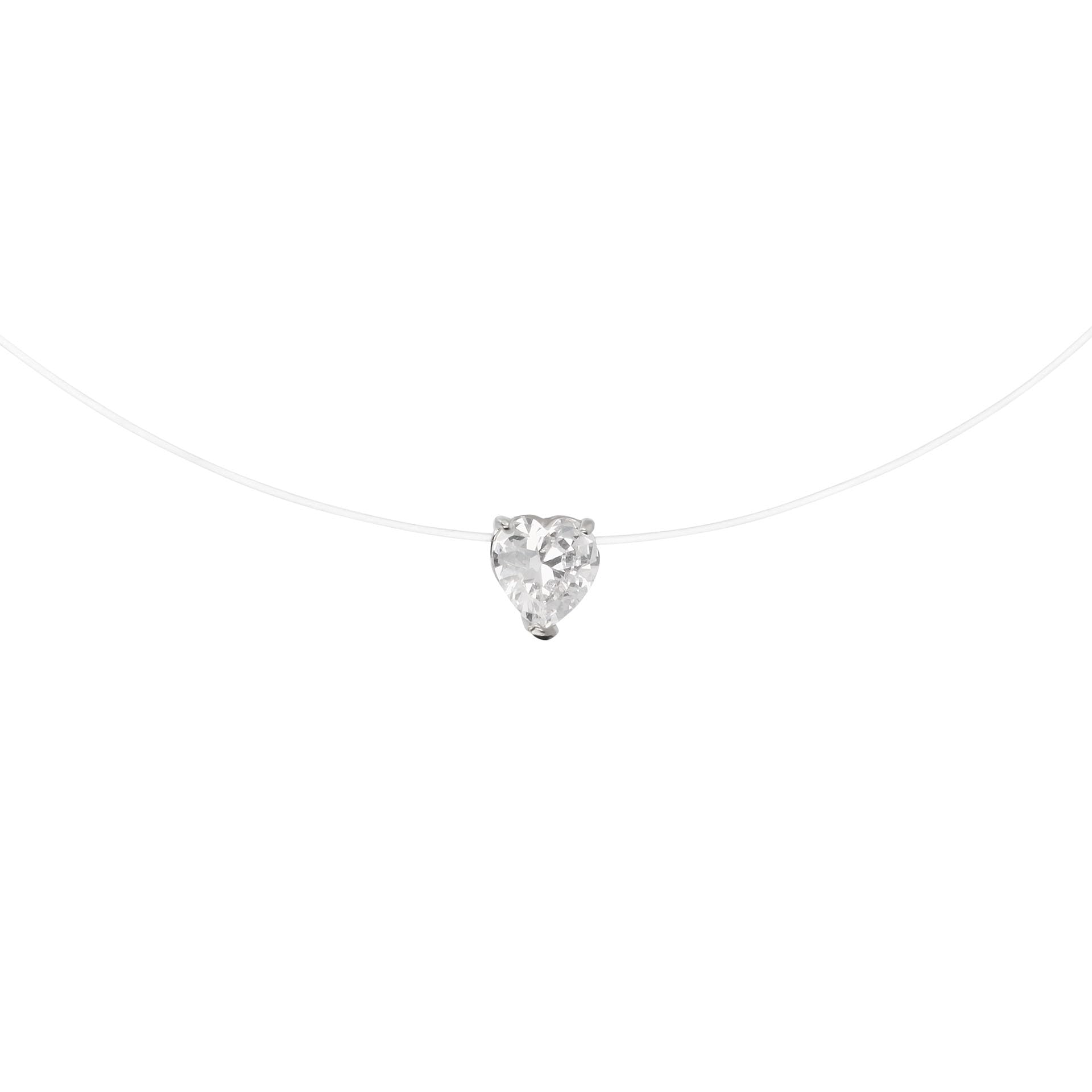 JOYELLE Collana Donna Fantasmino in Argento 925 con Punto Luce - Collana Donna Cuore in Cubic Zirconia - Gioielli Made in Italy - Idea Regalo Compleanni, Anniversari, Festa Donna, Festa Mamma