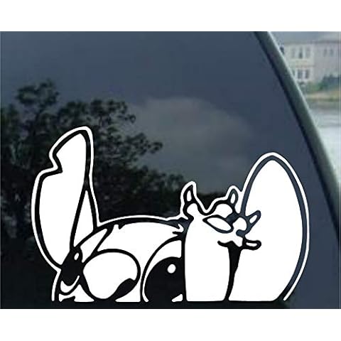 graphix Lilo - Stitch - Waiving - Auto Window Sticker Decal for Car Truck SUV Motorcycle (5.5", White) Cover