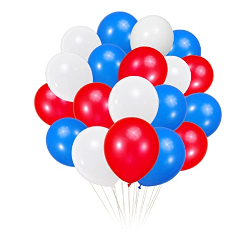 Image of 300 Pack Red White and Blue Balloons 100 of each of the 3 colors 12 inch Red White Blue Party Balloon Bulk for Various Party Events Decorations