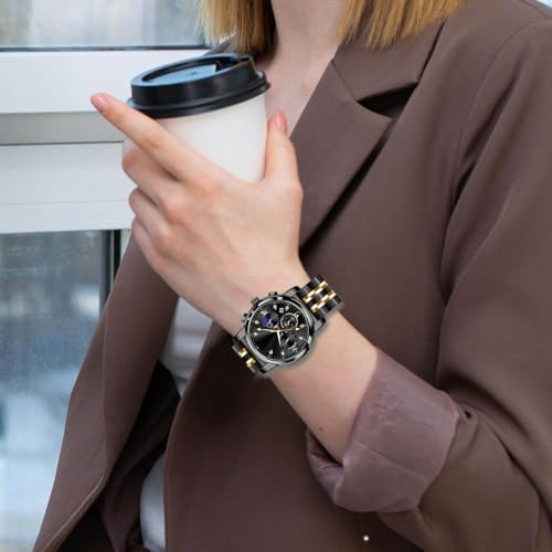 Juntan 7 Beads Quick Release Watch Band, 20mm 22mm Stainless Steel Watch Strap for Men Women, Adjustable Business Metal Watch Bracelet with Butterfly Clasp Multiple Colors - Image 6