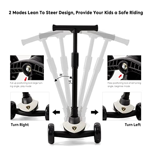 Toddoowish Kids Scooter, Foldable, Adjustable Height Handlebars, 3 Lighted Wheels, Kick Scooter For Boys And Girls Aged 3-8 (Scooter, Gray) #TOP2