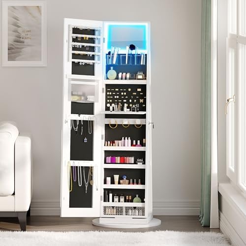 Amazon.com: YITAHOME LED Jewelry Mirror Cabinet, Lighted Standing ...