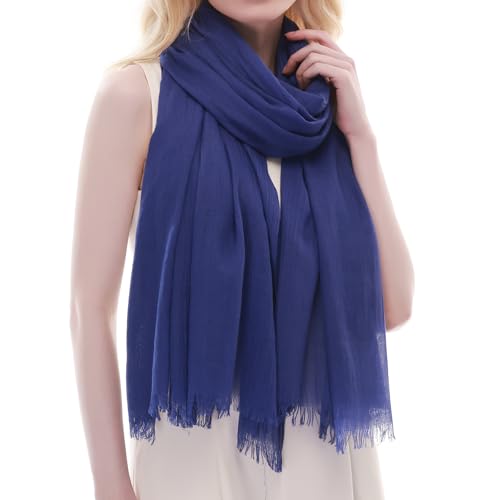 RIIQIICHY Bufanda Mujer Azul Pañuelos Cuello Fular Foulard con Flecos Chal Fiesta Estolas para Bodas Pashmina