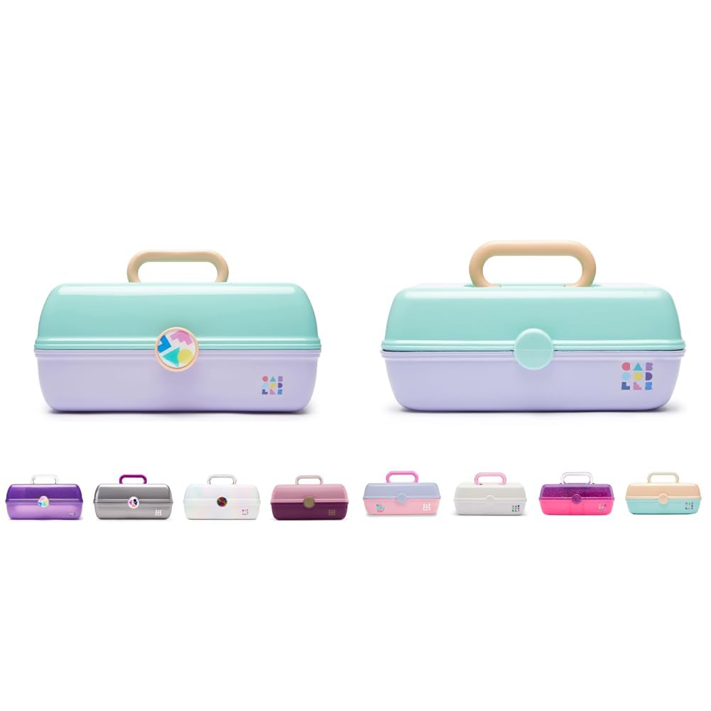 Bundle of Caboodles On-The-Go Girl Case + Caboodles Pretty in Petite Case, Seafoam Lid and Lavender Base