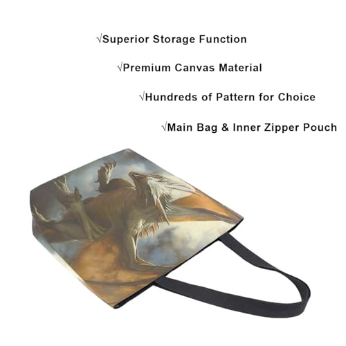 Extra Large Shoulder Tote Bag for Beach Travel Weekender Gym Dragon Flying Angry Reusable Grocery Canvas Shopping Bag4
