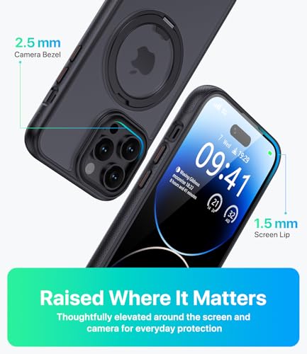 Image of for iPhone 14 Pro Max Case, Compatible with MagSafe, Slim Shockproof Military-Grade Rugged Protective Case with Stand, Camera Control, Comfort Grip (A-Black, iPhone 14 Pro Max)
