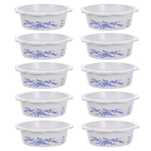 Lurrose 10pcs Small Hydroponic Planter Pots Plastic Indoor Flowerpots for Daffodil Water Lotus Succulent Plants with Tray Nursery Containers for Home and Office