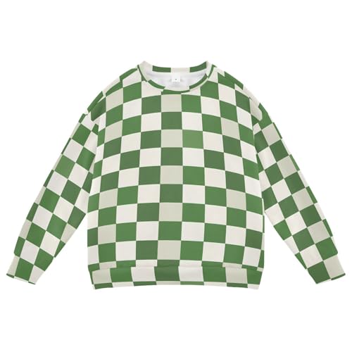 Classic Plaid Sweatshirt for Kids Long Sleeve Pullover Girls Boys Fleece Lined Tops Lounge Outfits