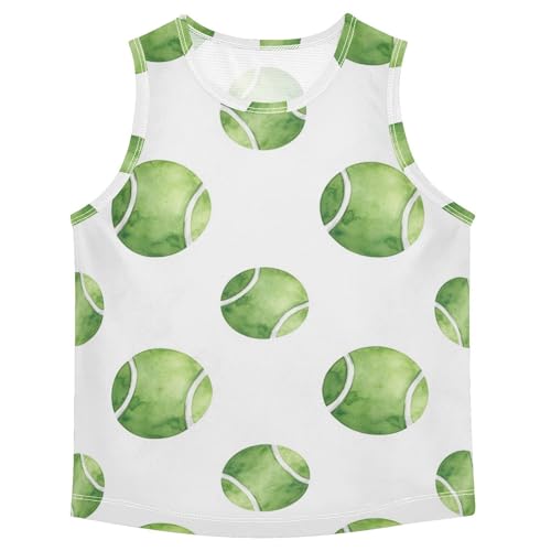 J JOYSAY Cartoon Tennis White Boys Tank Top Sleeveless Muscle Shirts Quick Dry Sport Active Workout Kids T-Shirts 3-15T