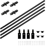TuyuBEE H Track Lighting Rails 13FT H Type Track Rails Kit with End Caps and Live End Feed Connector, Compatible with Single Circuit 120V H Style Track System and Track Heads, Black