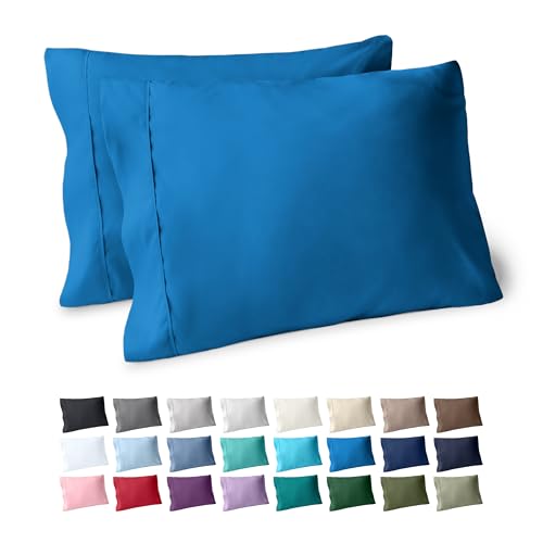 Image of Bare Home Microfiber Pillow Cases - King Size Set of 2 - Cooling Pillowcases - Double Brushed - Medium Blue Pillowcases 2 Pack - Easy Care (King Pillowcase Set of 2, Medium Blue)