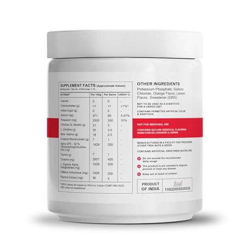 Image of Wellcore - Beast Mode Pre Workout Supplement165g, 15 Servs) | Intermediate Level Pre Workout | Wild Orange | Caffeine Free | Pre Workout For Men & Women With Creatine | Unleash The Beast Within