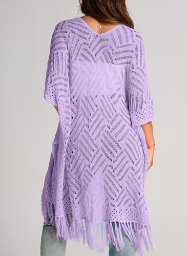 Image of Sidefeel Women's Open Front Knit Sheer Cardigans Summer Boho Lightweight Kimono Cover Ups