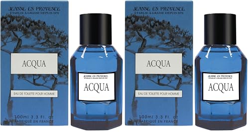 JEANNE EN PROVENCE - Parfum Homme Acqua - Eau de toilette - Flacon Vaporisateur 100 ml - Fabriqué en France à Grasse (Lot de 2)