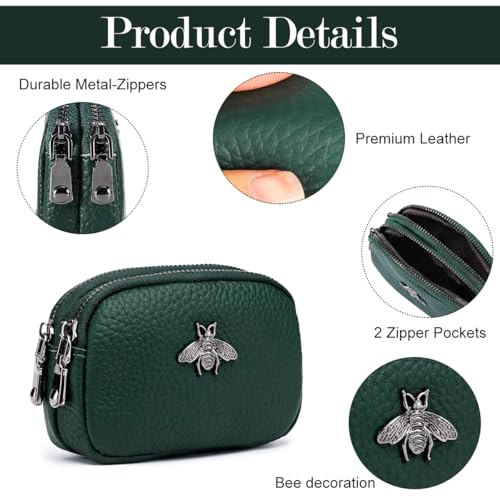 Image of PALAY Women Coin Bag Utility Double Layer PU Small Bag Zipper Pouch Coin Bag Card Bag Purse Bag Cash Bag Birthday Gift Christmas Gift for Women, 11.5x4x7.5cm