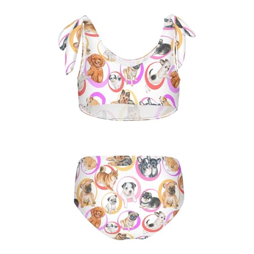 Wusikd Puppy Girls Swimsuits Two Piece Funny Dog Swimwear Bikini Set for for Girls Size 7-8T Multi2