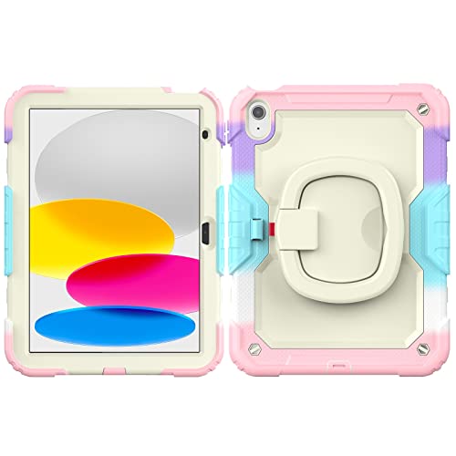 Protège écran iPad 10e gén rose résistant aux chutes avec poignée