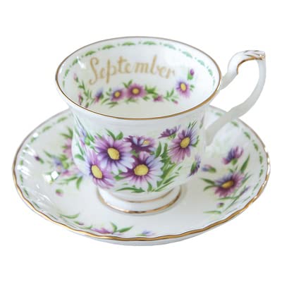 Porcelaine d'os précieuse : tasse à thé fleurie 220 ml et sa soucoupe de luxe
