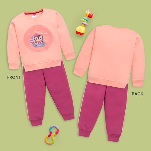 Image of LuvLap Baby Girls Full Sleeve Sweatshirt & Pyjama Set