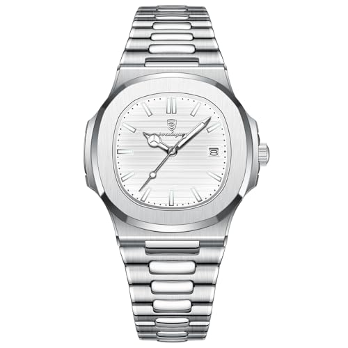 Reloj Hombre Acero Inoxidable, Resistente al Agua, Fecha y Manecillas Luminosas, Estilo...