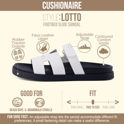 CUSHIONAIRE Women's Lotto footbed sandal with +Comfort, Wide Widths Available, White 11 by CUSHIONAIRE - Used condition - Image 2