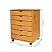 Jela Original Roll Cart, Solid Wood, 6 Drawer Extra Wide Drawers Roll Carts, Medium Pine
