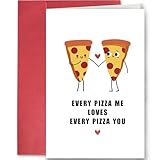 SuperShunhu Cute Pizza Pun Birthday Card for Him Her, Lovely Anniversary Valentines Day Card for Boyfriend Girlfriend, Funny Love Greeting Card, Every Pizza Me Card