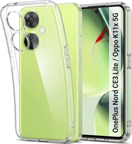 Image of JANAK RAJ Soft Crystal Clear Back Case Cover Compatible with OnePlus Nord CE 3 Lite / 1+ CE3 Lite /Oppo K11x 5G | 100% Transparent Shockproof Silicone 360 Protective Design - Clear