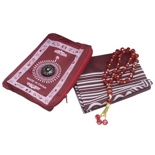 Snorvixre Alfombras de oración portátiles para viajes familiares con brújula, tela fácil de limpiar para musulmanes y amigos, alfombra de oración islámica plegable