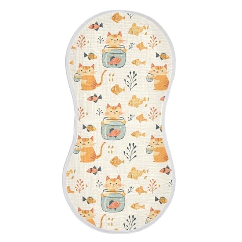 vvfelixl Muslin Burp Cloths Cat Watch Fish Tank Baby Washcloths for Baby Girl Boys 2 Pack
