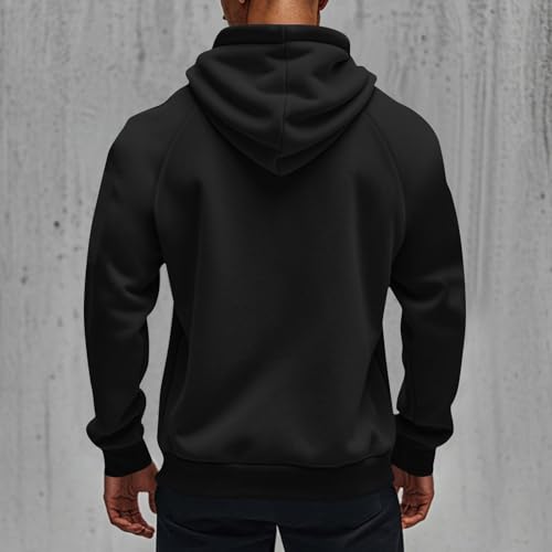 Mens Full Zip Hoodie Long Sleeve Tactical Jackets With Zipper Pockets Black - image 3