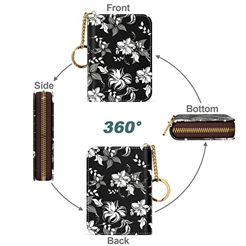 Image of Nipichsha Credit Card Holder, Small RFID Card Wallet for Women, Slim Leather Card Holder Wallet, Black Flower, 4.33 x 3.15 x 0.98 inches, Fashions