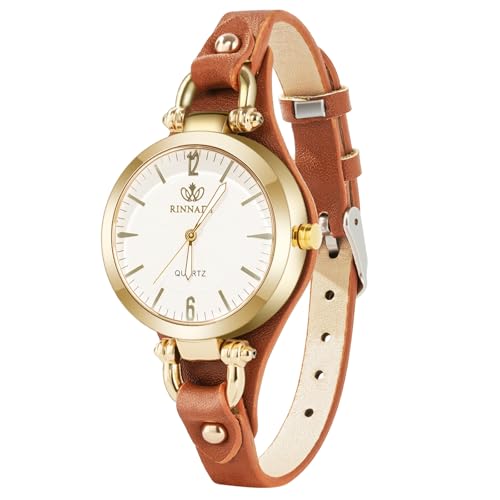 OFFCUP Uhren Damen Einfache mit Leder Armband, Damenuhr Damen Analog Quarz Uhr Business Klassische Elegante Armbanduhr Lässig Quarzuhr Kleideruhr Geschenke für Frauen, 3 Zeiger